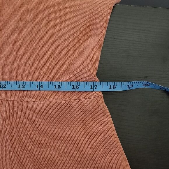 Vintage 90s Salmon Pink Ribbed Short Sleeve Skater Dress L - Picture 6 of 10